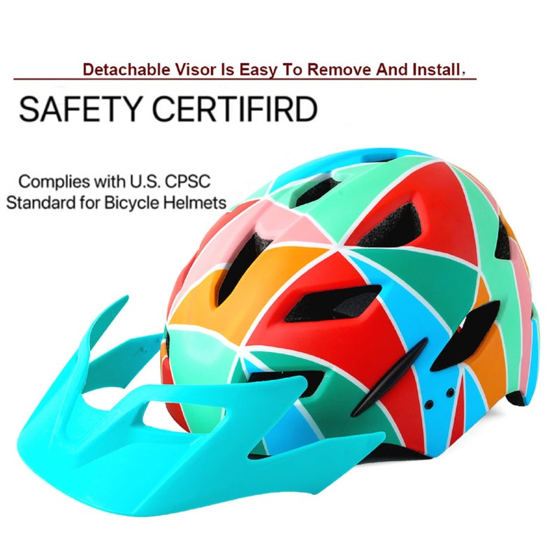 Bavilk Kids Bike Helmet,Bavilk Kids Boys Girls Bike Helmets with LED Light Detachable Visor Children Youth Teen Multi-Sport for Skating Cycling Scooter Skateboard Adjustable & Lightweight 19.7"-22.4" - Image 3